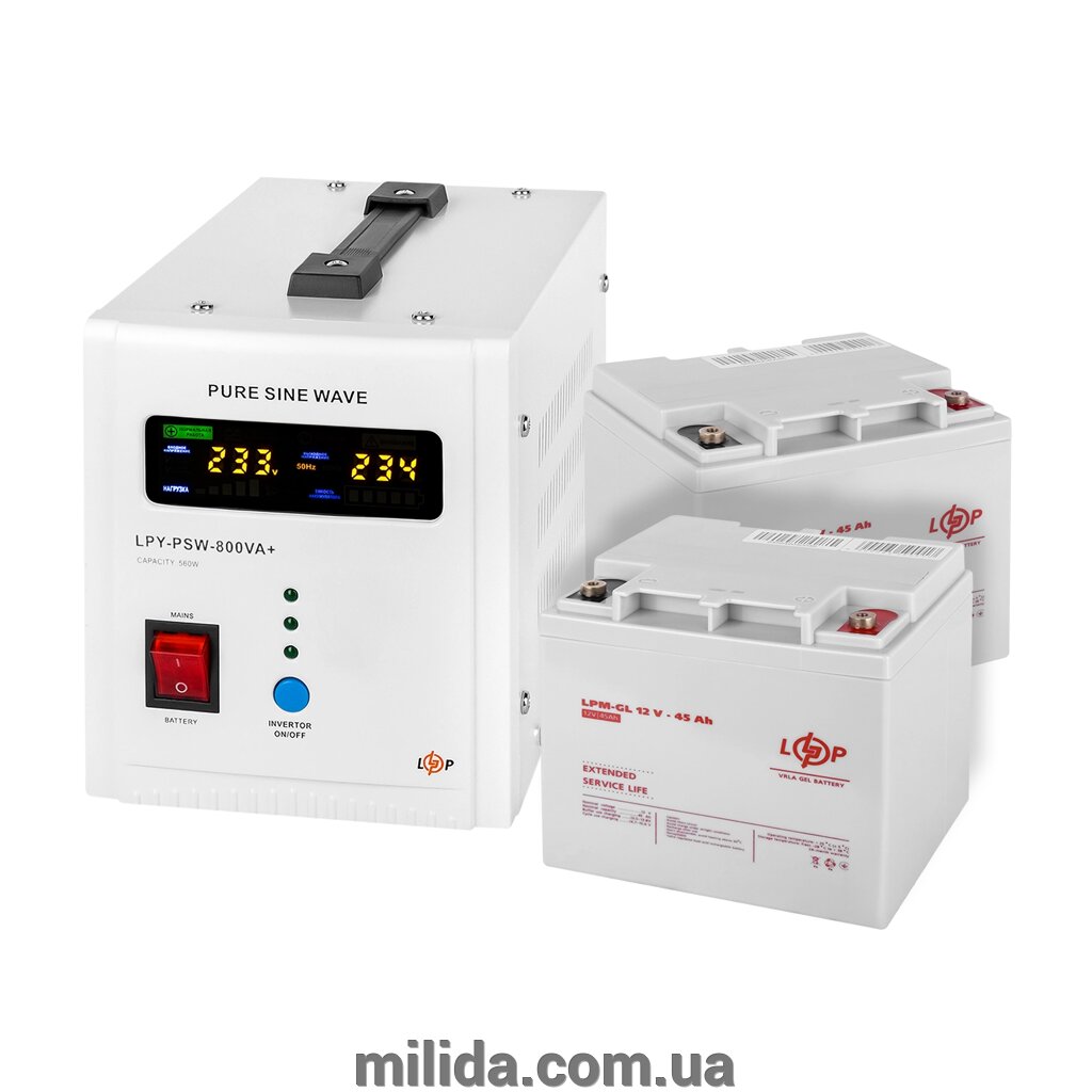 КРП LogicPower КРП LogicPower 800 + гелева батарея 1080 Ватт (UPS 800+ АКБ GL 1080W) від компанії інтернет-магазин "_Міліда_" - фото 1