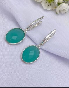 Срібні сережки Ізабель Вісюльки із Гідротермальним Хризопразом DARIY 174с