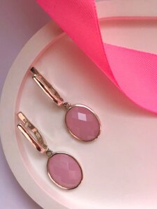 Срібні сережки Ізабель Вісюльки з рожевим кварцом DARIY 174с