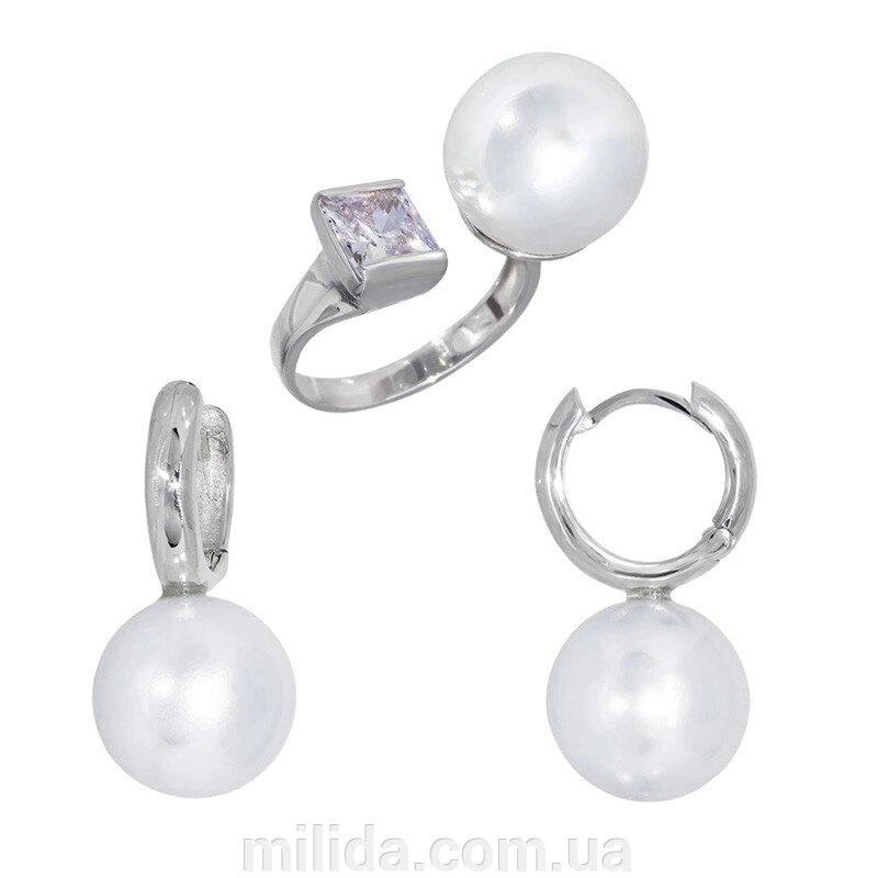 Срібний Набір Селін з великим Перлами і Фіанітом DARIY 164гр від компанії інтернет-магазин "_Міліда_" - фото 1