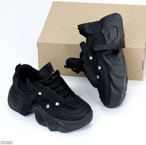 Бомбічні міксові чорні кросівки унікальний дизайн Нова колекція