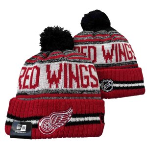 В'язані зимові шапки з логотипами NHL Detroit Red Wings