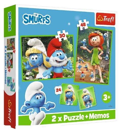 Пазлі 2 в 1 + Мемо Smurfs. Смурфикам весело (93656) (Trefl) від компанії Книгарня БУККАФЕ - фото 1