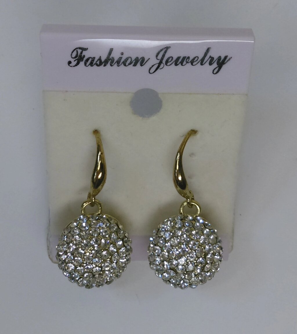 Сережки - кульки зі стразами (Fashion jewelry) від компанії Книгарня БУККАФЕ - фото 1