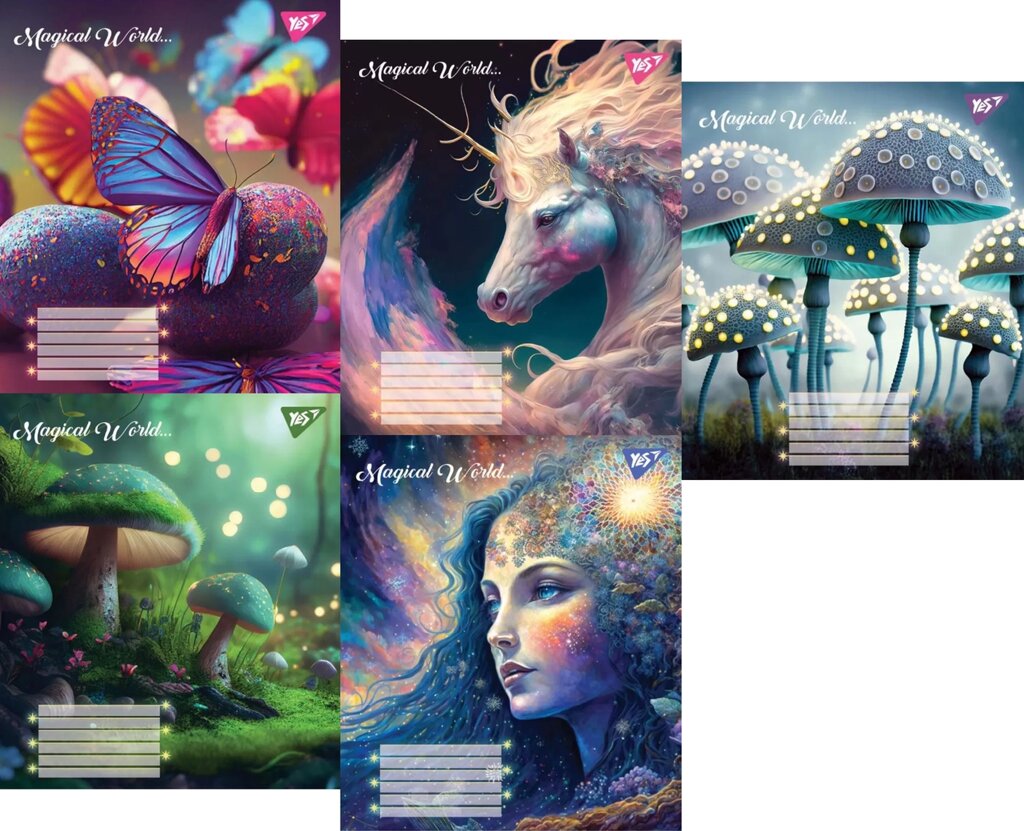 Зошит шкільний 12арк. у косу лінійку 766309 серія "Magical world" (YES) (25 шт. в уп.) від компанії Книгарня БУККАФЕ - фото 1