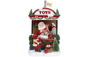 Декор новорічний Санта в магазині іграшок з LED підсвічуванням 33 см Гранд Презент 197-727