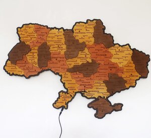 Карта України мала 3D об'ємна англійською з синьою підсвіткою (220В) коробка) 55*38.5 см Гранд Презент 16ССАнгл