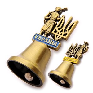 Дзвіночок (міні) Козак з гербом золото метал Гранд Презент GP-UK-B-518-1
