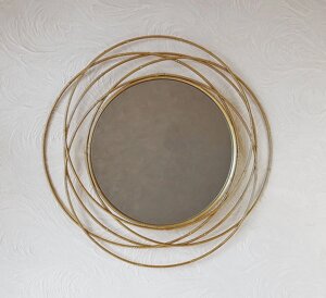 Настінне дзеркало кругле зі скла та металу із золотою рамою Гранд Презент 91075