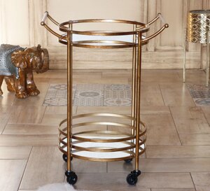 Сервірувальний столик на колесах із металу із дзеркальною стільницею золотою Гранд Презент 81362