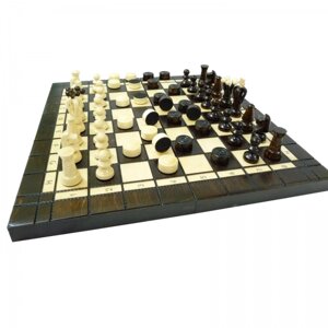 Шахи та шашки 2в1 різьблені малі 350*350 мм Гранд Презент СН 165А