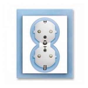 Розетка Neo білий/крижаний синій 2-на з заземленням