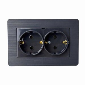 Розетка Nilson Selene антрацит 2-на із заземленням