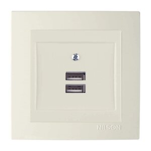 Розетка Nilson Touran кремова 2-на USB