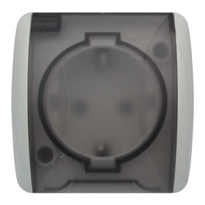 Розетка EVA сіра 1-на з заземленням з кришкою