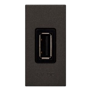 Розетка Zenit антрацит USB 1 мод. 750мА