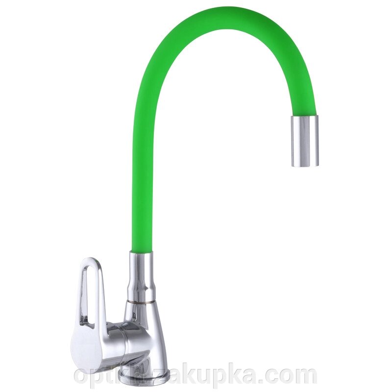 Змішувач для кухні WEZER SOP4-R045-GREEN з гнучким виливом, зелений від компанії СПД Лініченка С Н - фото 1