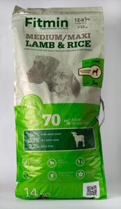 Гіпоалергенний корм для собак середніх та великих порід ягня з рисом Fitmin Medium Maxi Lamb & Rice 14 кг