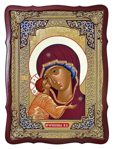 Ікона Богородиці Ігорівська, 80 см х 60 см, фігурна рама, емаль