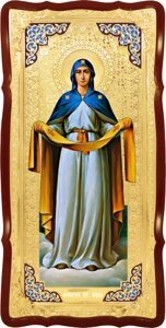 Ікона Покров Пр. Богородиці № 41598, 120 см х 60 см, фігурна рама, емаль