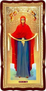 Ікона Покров Пр. Богородиці № 43009, 120 см х 60 см, фігурна рама,