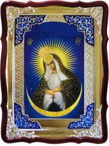 Ікона Богородиці Остробрамська, 58 см х 50 см, фігурна рама, емаль