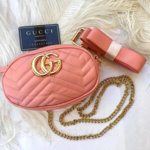 Жіноча поясна сумка на пояс в стилі Gucci (Гуччі) + ремінець на плече