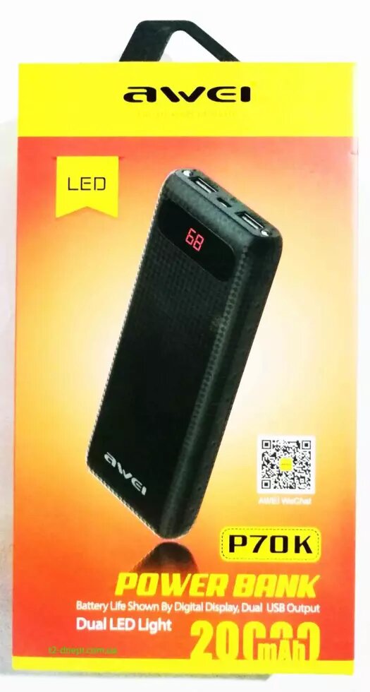 Мобильное зарядное устройство POWER BANK AWEI P70K 20000 ##от компании## Опт, розница интернет магазин Familyshop - ##фото## 1