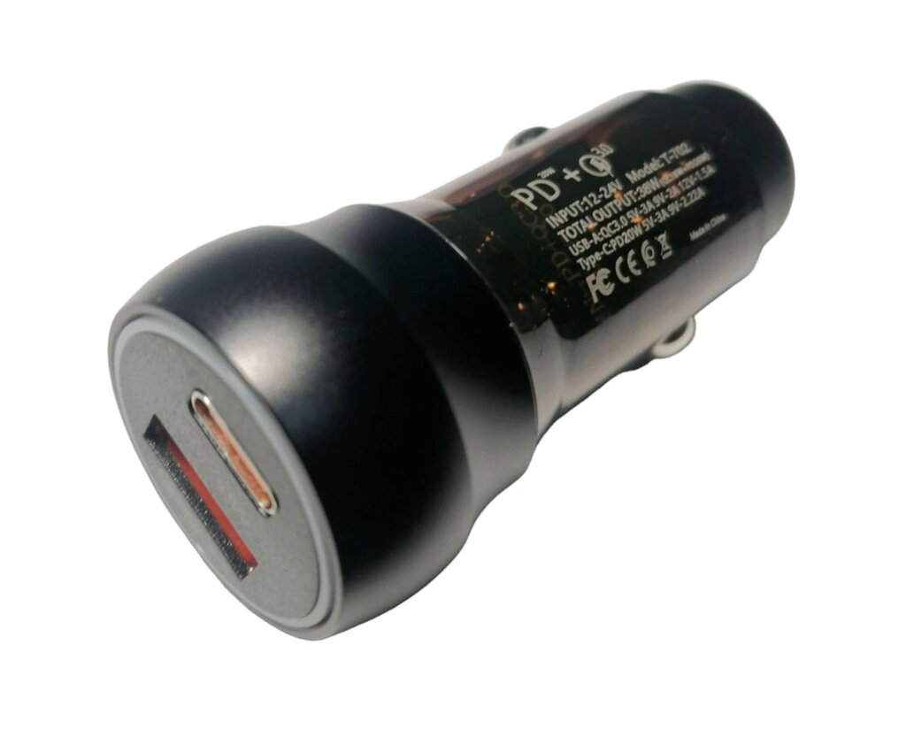 Зарядне в прикурювач Type C й USB C-01 38w fast charge від компанії Опт, роздріб інтернет магазин Familyshop - фото 1