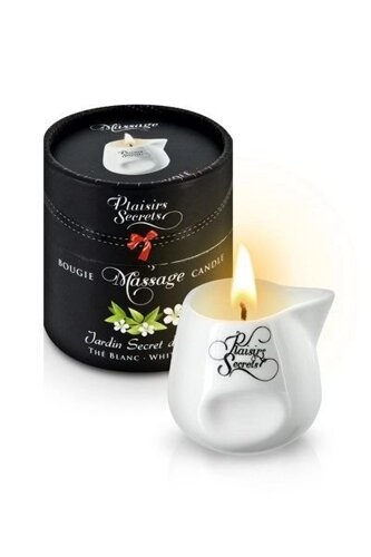 Масажна свічка Plaisirs Secrets White Tea (80 мл) подарункова упаковка, керамічну посудину