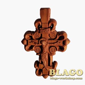 Хрест натільний дерев'яний різьблений №112, 3,4х5 см