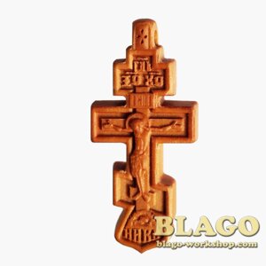 Хрест натільний дерев'яний різьблений №127, 2х4,5 см
