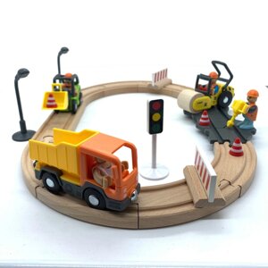 Будівельний набір для дерев'яної залізниці Playtive Baustelle Німеччина (Ikea Lillabo, Viga Toys, Brio)