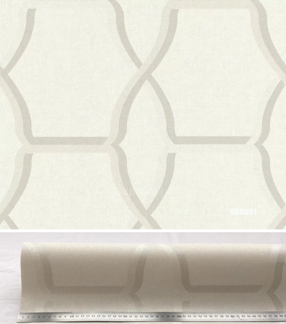 Білі німецькі шпалери 8800-31, з великим геометричним малюнком, ажурний принт перламутрового кольору, оптично опуклі від компанії Інтернет-магазин шпалер "Німецький Дім" - фото 1