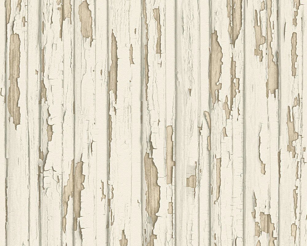 Фактурні 3д шпалери дерев'яні бруски з білою фарбою 95883-1, старі дошки з поверхнею, що облупилася від компанії Інтернет-магазин шпалер "Німецький Дім" - фото 1