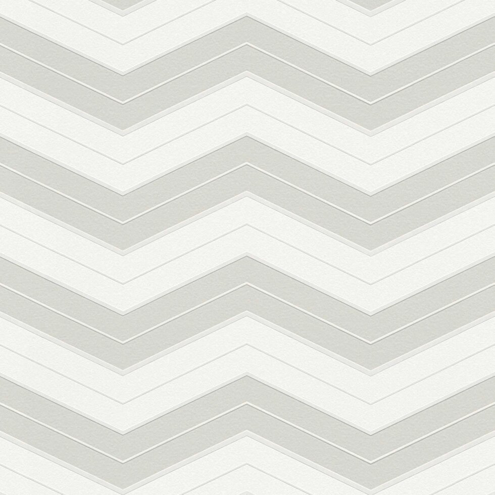 Німецькі геометричні шпалери 32442-1, світло-сірі великі зигзаги на білому, вінілові на флізеліні, що миються, зиг заг від компанії Інтернет-магазин шпалер "Німецький Дім" - фото 1