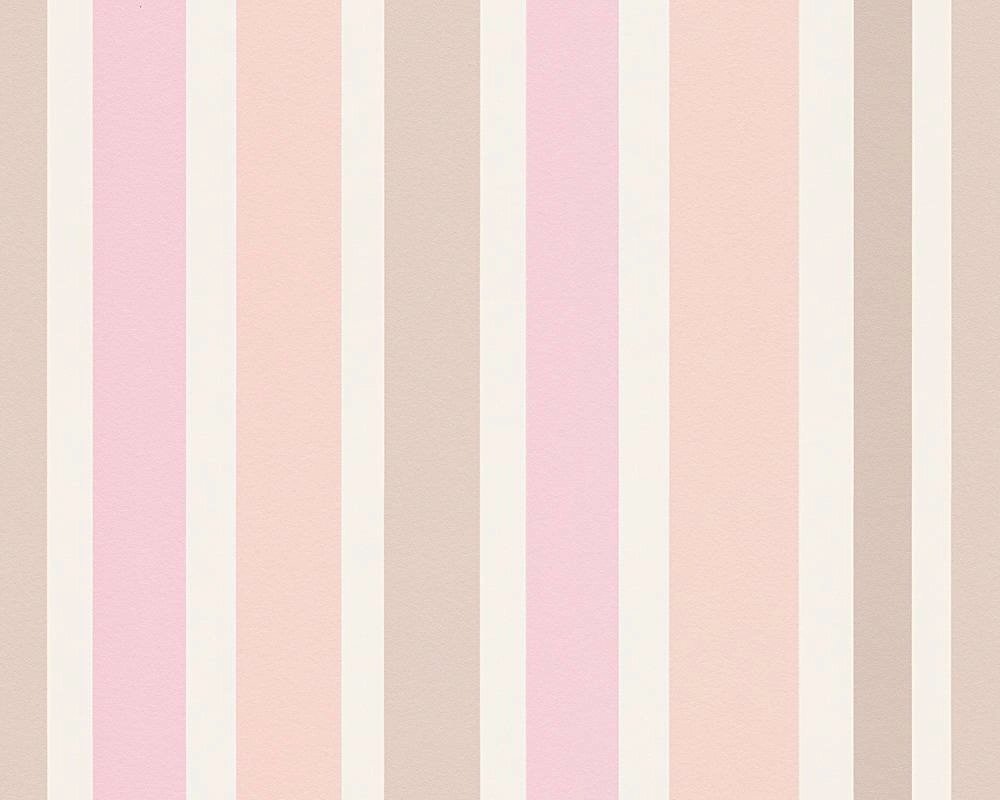 Німецькі шпалери 30288-1, в рожеву персикову і світло-сіру смужку на білому, вінілові що миються, на флізеліновій основі від компанії Інтернет-магазин шпалер "Німецький Дім" - фото 1