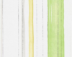 Світлі німецькі шпалери в нерівну смужку 95826-1, зеленого та жовтого кольору, імітація візерунка під акварель