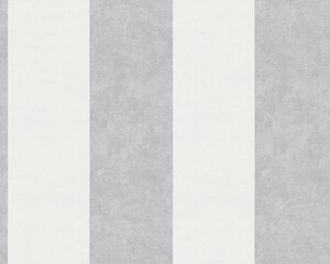 Німецькі шпалери 39290-2, в широку світло-сіру смужку на білому, вінілові, що миються, на флізеліновій основі. в Київській області от компании Интернет-магазин обоев "Немецкий Дом"