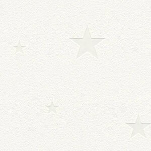 Білі німецькі шпалери 34240-1, з світяться вночі п'ятикутними зірками, миються вінілові, на флізеліновій основі