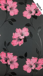 Чорні німецькі шпалери 94429-4, з великими яскраво-рожевими квітами, вінілові, що миються, тиснені в Київській області от компании Интернет-магазин обоев kupit-oboi. com. ua