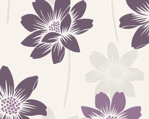 Миються німецькі шпалери 2900-38, з великим і яскравим фіолетовим квіткою лотоса, вінілові на флизелиновій основі