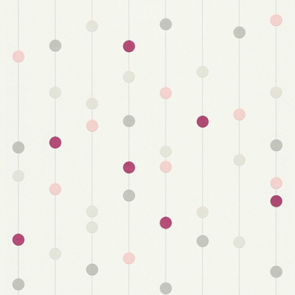 Світлі німецькі шпалери 2085-14, в дрібний горошок, яскравий рожевий і малиновий на білому, вінілові що миються на флізі від компанії Інтернет-магазин шпалер "Німецький Дім" - фото 1
