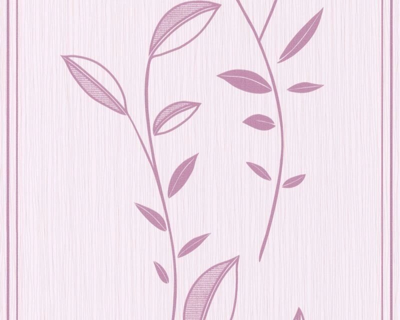Світлі німецькі шпалери 7856-40, з листям і гілками рослин, візерунок кольору маджента, на блідо-рожевому тлі, миються від компанії Інтернет-магазин шпалер "Німецький Дім" - фото 1