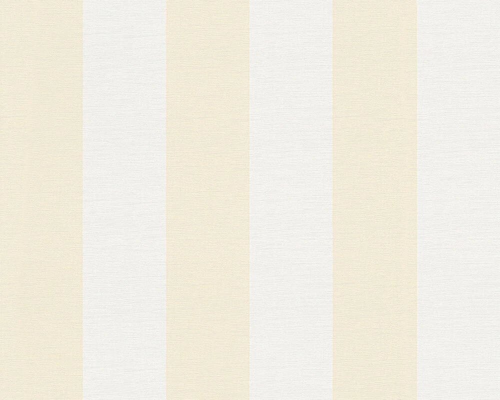 Зносостійкі німецькі шпалери 3410-79, в жовту смужку світлого пастельного відтінку на білому, вінілові гарячого тиснення від компанії Інтернет-магазин шпалер "Німецький Дім" - фото 1