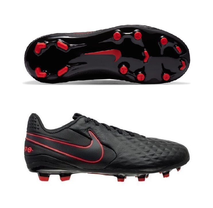 Детские кожанные футбольные бутсы Nike Tiempo Legend 8 Academy FG/MG Jr черно-красные (Оригинал) ##от компании## ФУТБОЛ + - ##фото## 1