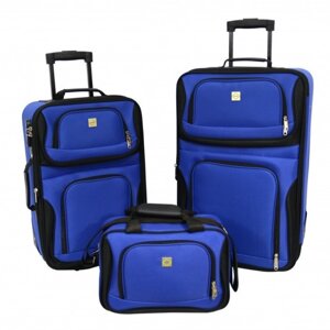 Набір валіз дорожніх текстильних на колесах Bonro (Бонро) Best (2 шт) та сумка синій (10080102)