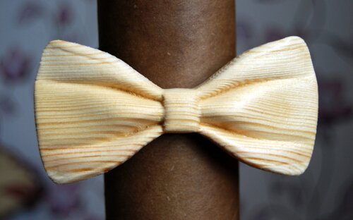 Дерев'яна краватка метелик 3D Альбінос — 1 ручної роботи, серія Зирикот
