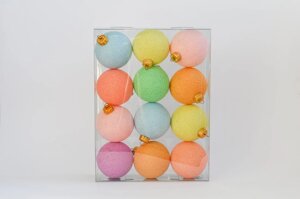 Набір ялинкових іграшок з нитяних кульок 6,5 см, 12 шт Зефірки