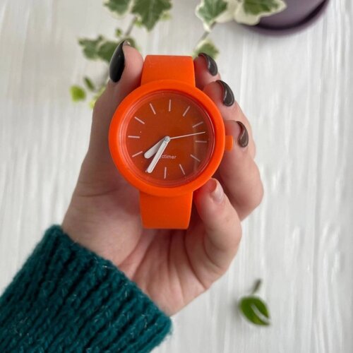 Жіночий силіконовий годинник-конструктор actimer, жовтогарячий ремінець, циферблат Mate orange